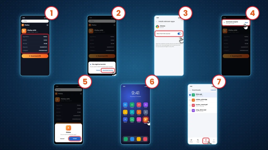 How to install Flixfox APK on Android in 7 steps, from download to deleting the APK file